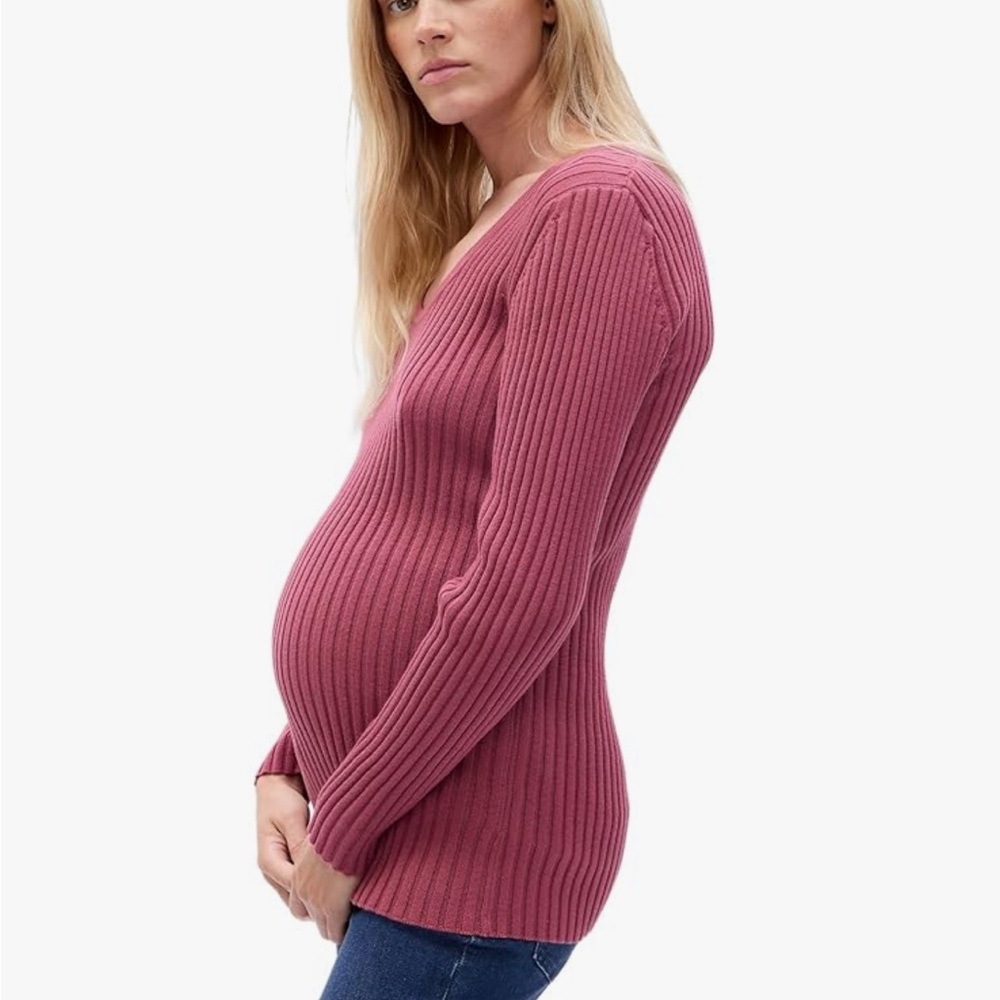 GAP Women's Mauve V-Neck Sweater Maternity